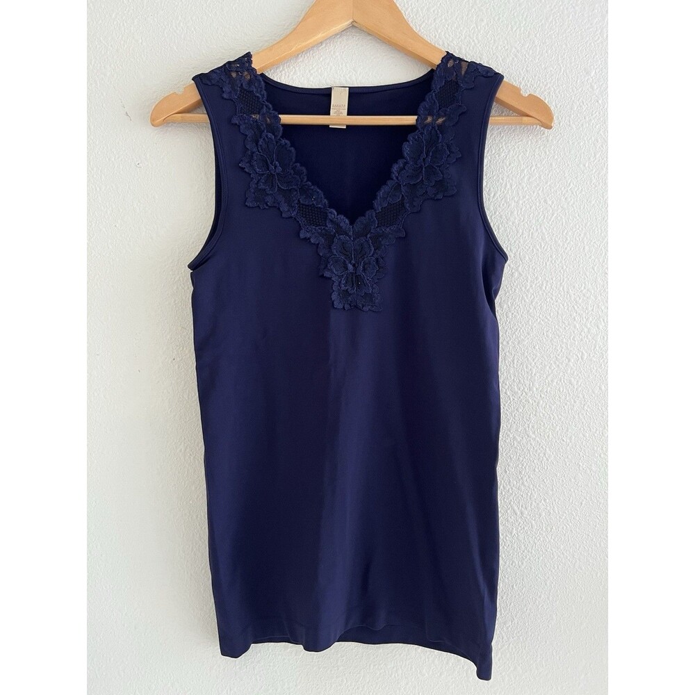 Banana Republic Y2K Vintage Top Medium Navy Laced Neckline Feminine Coquette